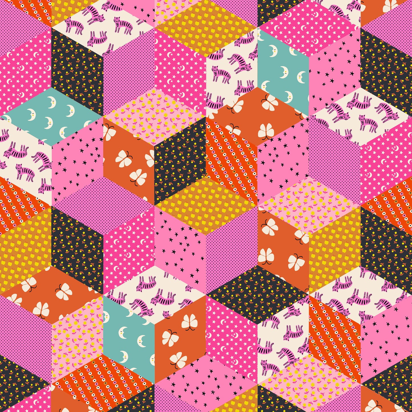 Tumbling Blocks in Pink | Ooh Lucky Lucky